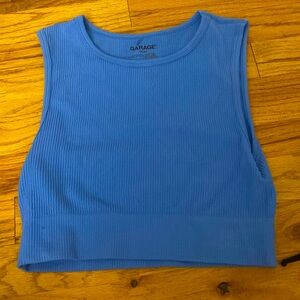 Garage ribbed cropped top in blue